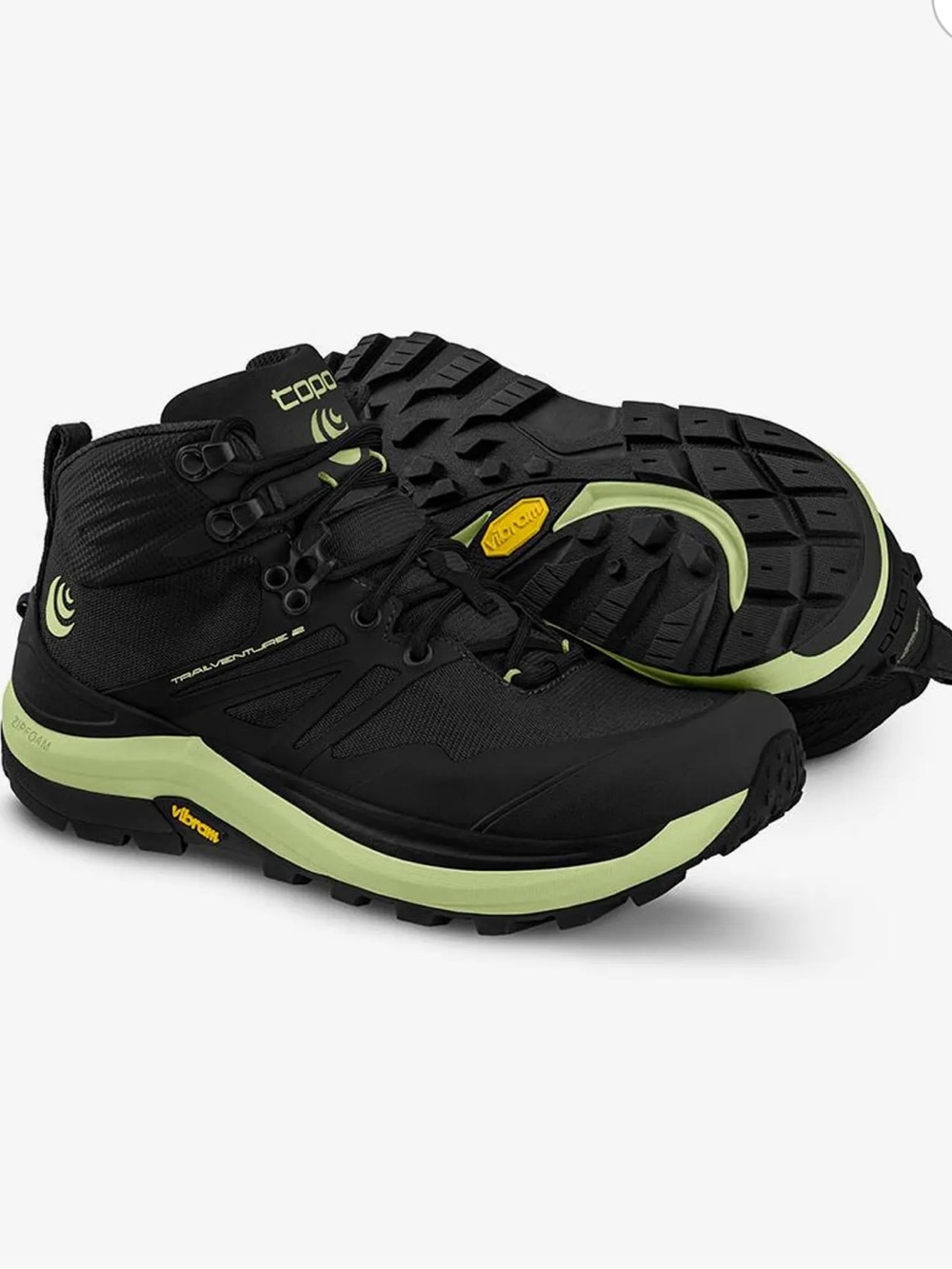 Topo Trailventure 2  Women size 6.5 Black & Lime Mid-Top Trail Running Shoes